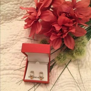 Diamond Accent 18Kt Gold Over SS Earrings NEW